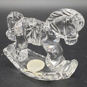 Princess House Clear 24% Lead Crystal Rocking Horse Paperweight or Figurine